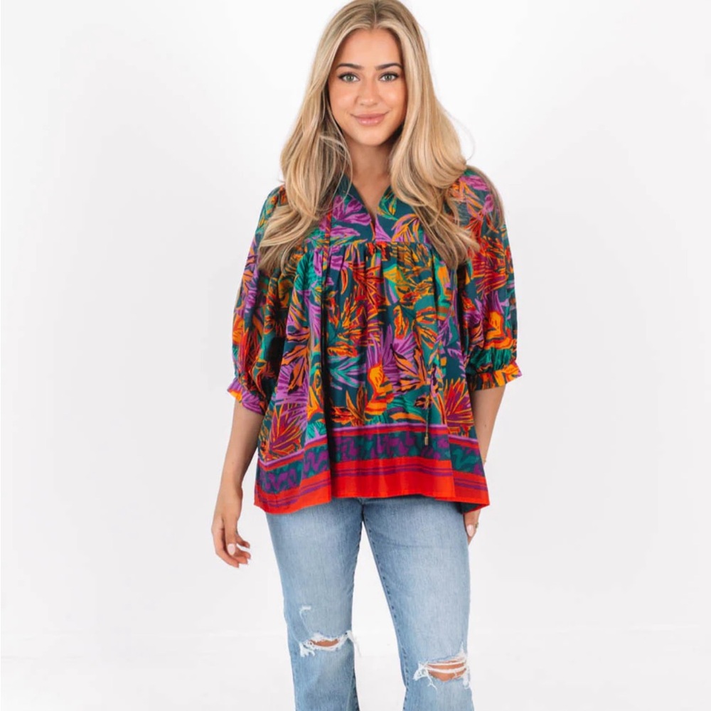 J. Marie The Asher Puff Sleeve Tunic Size Small NWT - Picture 3 of 13